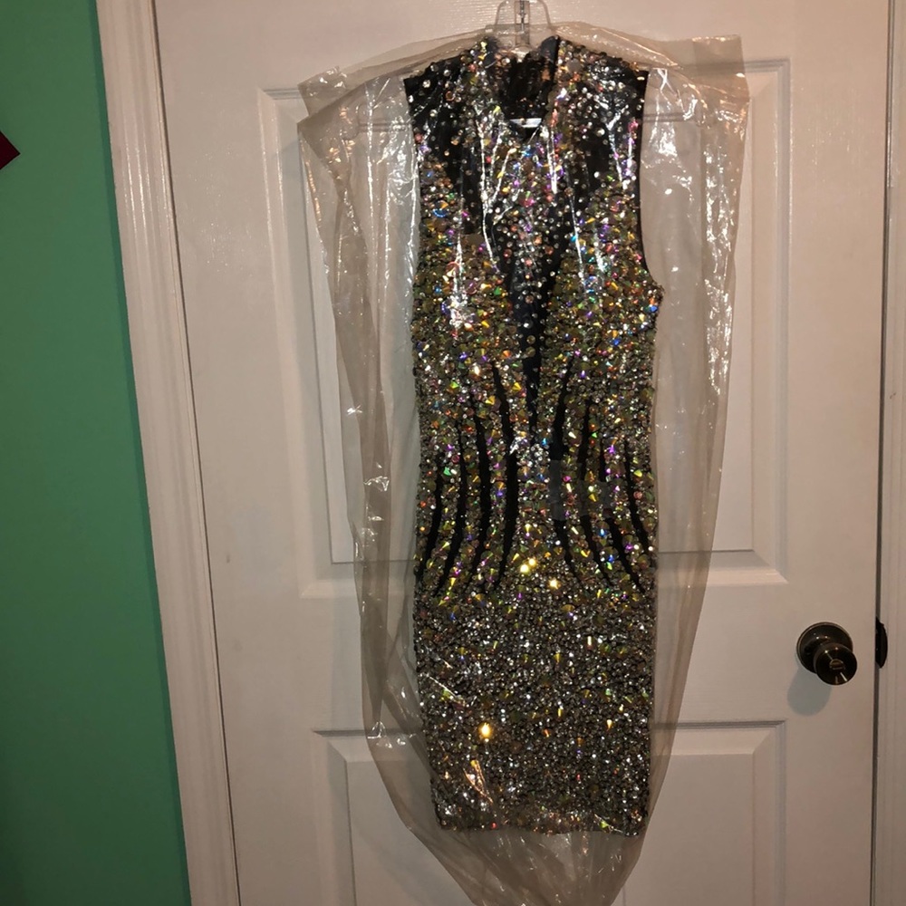 Jeweled and mesh semi dress